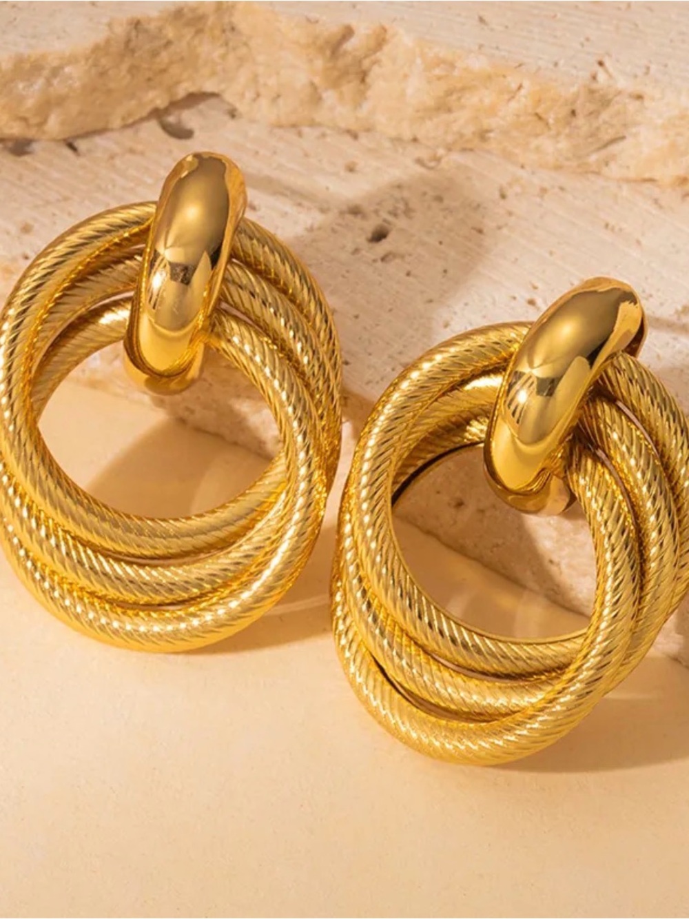 Multi layer 18k Gold plated Twisted Hoop Statement Earrings - Women Jewelry
